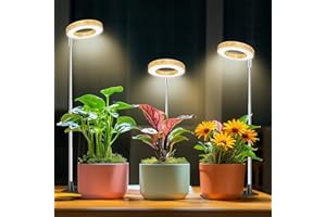 Aokrean Grow Lights for Indoor Plants, 48 LEDs Full Spectrum Plant Lights for Indoor Growing, Height Adjustable Faux Wood Gra