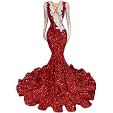 Engerla Sequins Prom Dress Mermaid Evening Dress Green Beaded Applique Formal Celebrity Party Gown