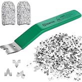 Lizenoz Glazier Point Driver Tool with 200 Glazing Points &amp; 2 Finger Cots - for Framing Glass, Pictures, Cross Stitch - Rust-Resistant Iron/Zinc Push Points, Easy-Grip Handle