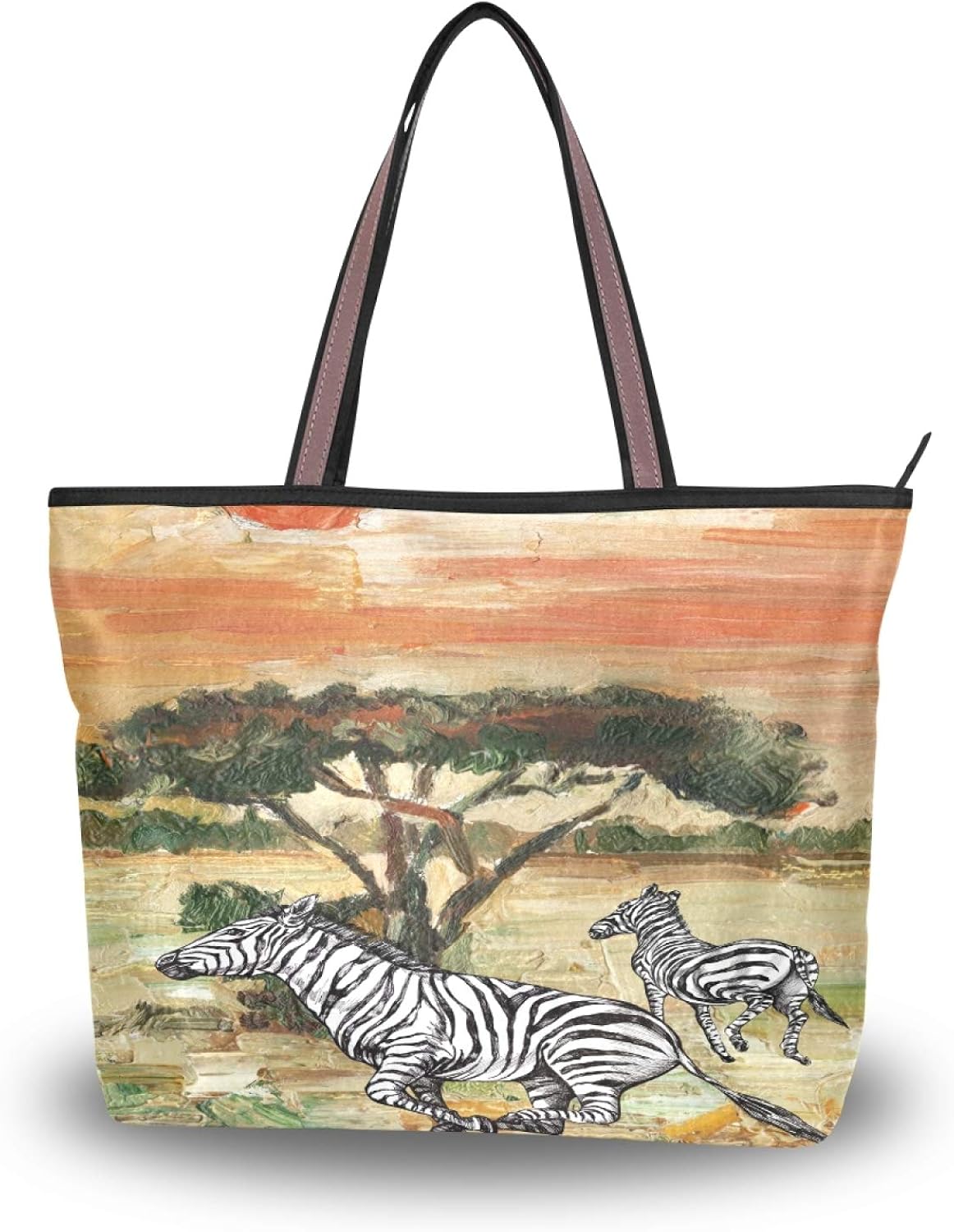 RULYY Large Tote Bags Tribal Zebra Animals Women Handbags with Zipper