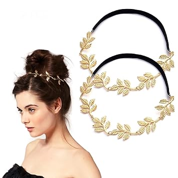 Amazon Com Gold Leaf Headband For Women 2 Pcs Jewelry Head