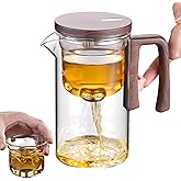 Flantor Glass Tea Pot - High Borosilicate Magical Glass Teapot with ABS Handle, Water Separation Design & Infuser Strainer - 720ml/24.3oz Large Capacity Teapot fo Tea Parties, Home, Office