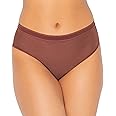 Curvy Couture Women's No Show Sheer Mesh High Cut Brief-Panty
