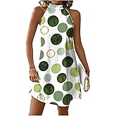 Floerns Women's Summer Mini Dress Floral Halter Neck Sleeveless Bohemian Beach Vacation Outfit