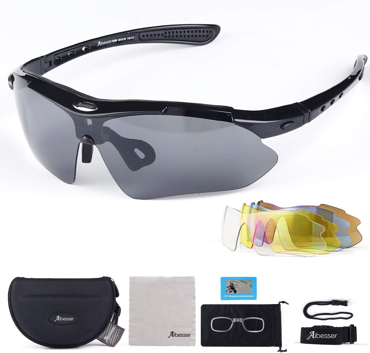 Adkwse de cyclisme polarisées UV400 avec 5 verres interchangeables pour homme et femme