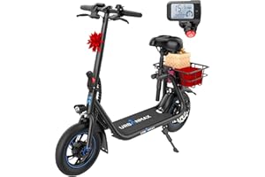 URBANMAX C1/C1 Pro Electric Scooter with Seat, 450W Powerful Motor up to 20/25 Miles Range, Foldable Electric Scooter for Adults Max Speed 15.5/18.6 Mph, Electric Scooter for Commuting with Basket