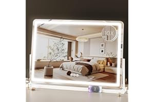 Novlux Vanity Mirror with Lights, 32"x22" Hollywood Lighted Makeup Mirror for Tabletop & Bedroom 3 Color Lighting Modes Smart