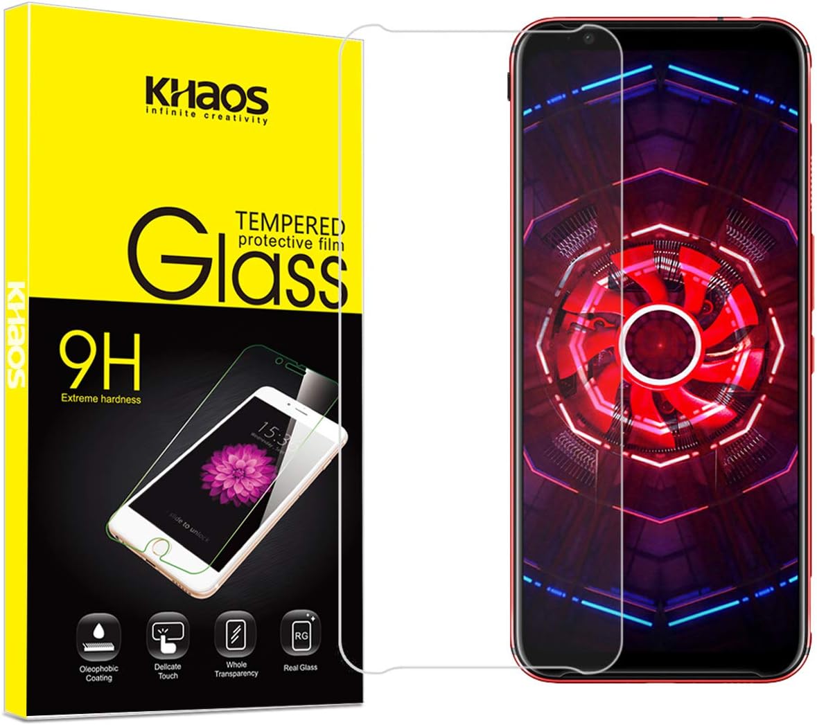 Khaos Screen Protector for ZTE Nubia Red Magic 3s, Anti Scratch, Bubble Free Tempered Glass Screen Protector