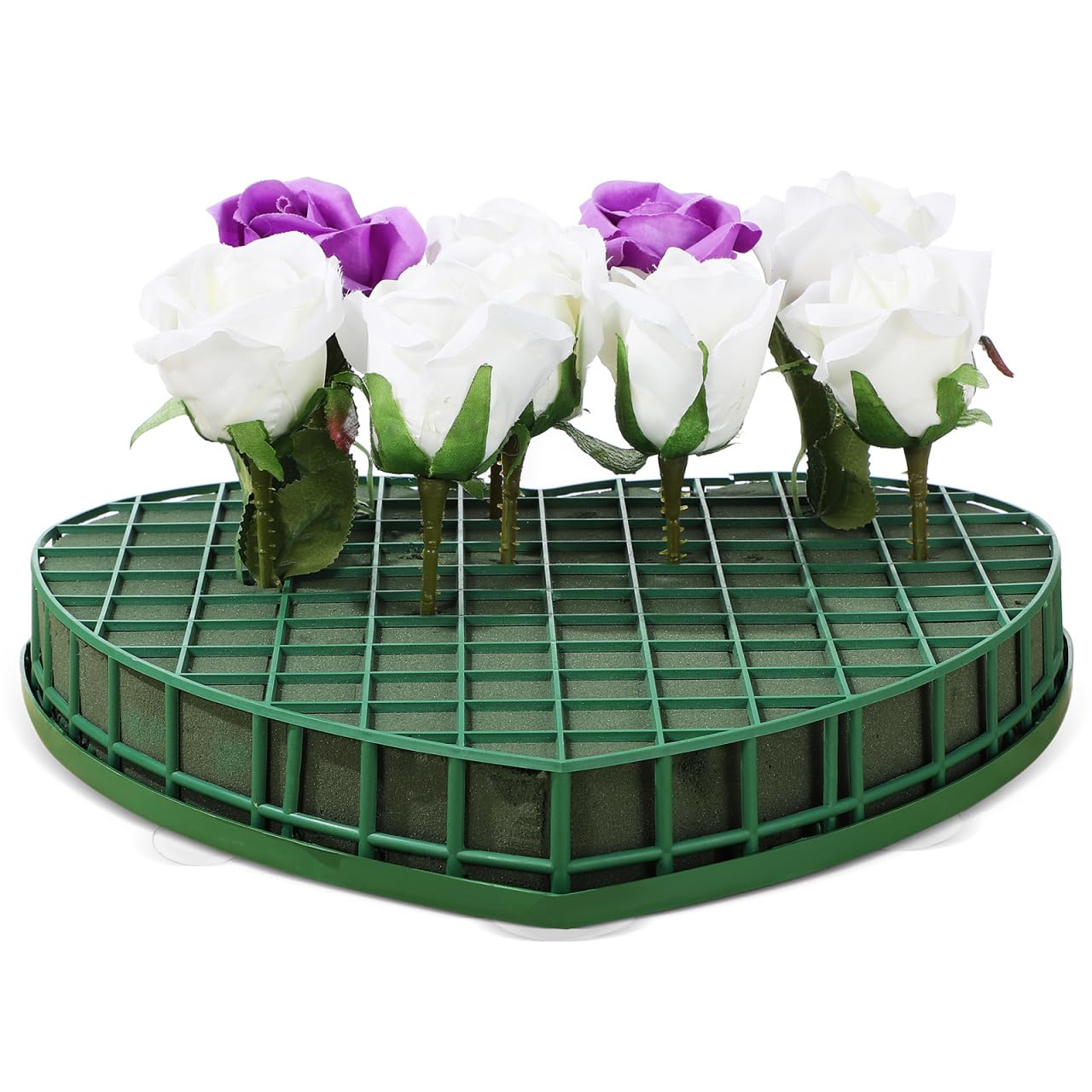 Milisten Heart Shaped Floral Foam for Wedding Car - 32cm Large Flower Arrangement Block with Suction Cup - DIY Bridal Car Decoration Kit - Leak-Proof Base for Fresh Flowers & Wedding Decor