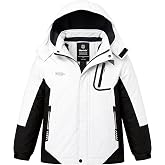 wantdo Boys' Ski Jacket Warm Winter Coat Waterproof Snow Jacket Hooded | 10000mm Waterproof,Detachable Hood,Windproof,Fleece-Lined,Snowboarding,Zip Pockets