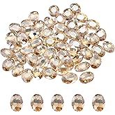 MECCANIXITY 100Pcs Oval Pointed Back Rhinestone, 13 x 18 mm Oval Faceted Glass Rhinestone Gems Pointed Back Faceted Glass Beads for Jewelry Making DIY Crafts Shoes Crystal, Champagne