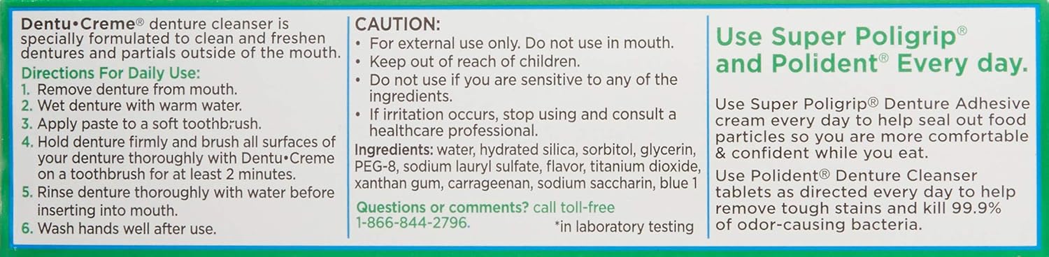 Amazon Com Polident Dentu Creme 3 90 Oz Pack Of 3 Denture Cleansers Beauty