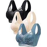 Wireless Bras Set for Women Floral Contrast Lace Comfy & Breathable Support Women's Bralettes Full Coverage Everyday Bras