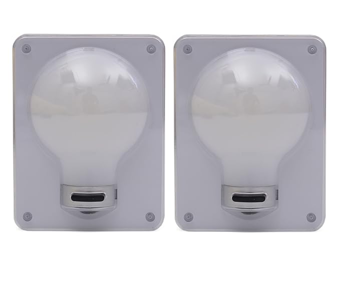 Store2508 (Pack of 2) Novelty Wireless Battery Operated Portable Bright LED Switch Light Bulb for Wardrobe, Cabinets, Passage, Drawers (White)