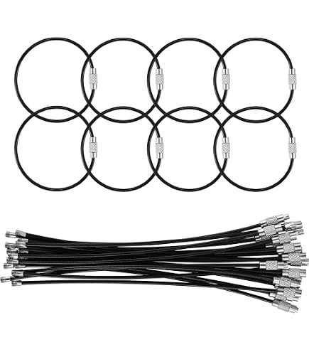 CooBigo 25 Pack Stainless Steel Keychain Loops - 2mm Coated Wire Cable Key Rings (6 Inch, Silver)
