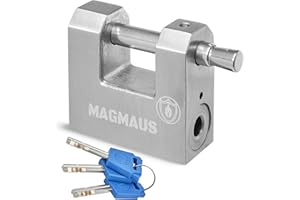 Magmaus® RTL50 [Armoured] High Security Padlock – Heavy Duty Container Lock with 0.43” Shackle Clearance & 0.31” Thick Bolt – Weatherproof Outdoor Lock for Storage Unit, Shed, Gate, Garage - 3 Keys