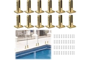 LukLoy Glass Railing Spigot 960g Heavy Duty 304 Stainless Steel Pool Fence Spigot Garden Balustrade Railing Handrail Balcony Stair Gold Clamp for 5/16"-1/2" Glass (Pack of 12)
