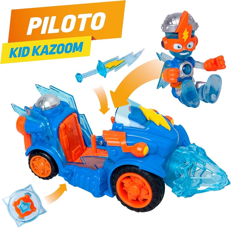 SUPERTHINGS KAZOOM Power – Combat Vehicle Kid Kazoom. Vehículo de Combate de Kid Kazoom de la Serie de TV “Kazoom Power”.Contiene 1 Combat Vehicle, 1 Kid Kazoom Exclusivo, 1 Arma y 1 Accesorio