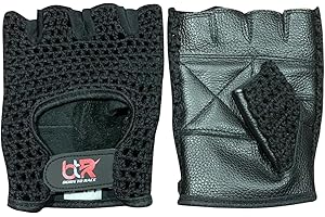 Chauffeur Driving Gloves Mesh Fingerless Cowhide Leather Palm Cotton Crochet Back Wheelchair Gloves