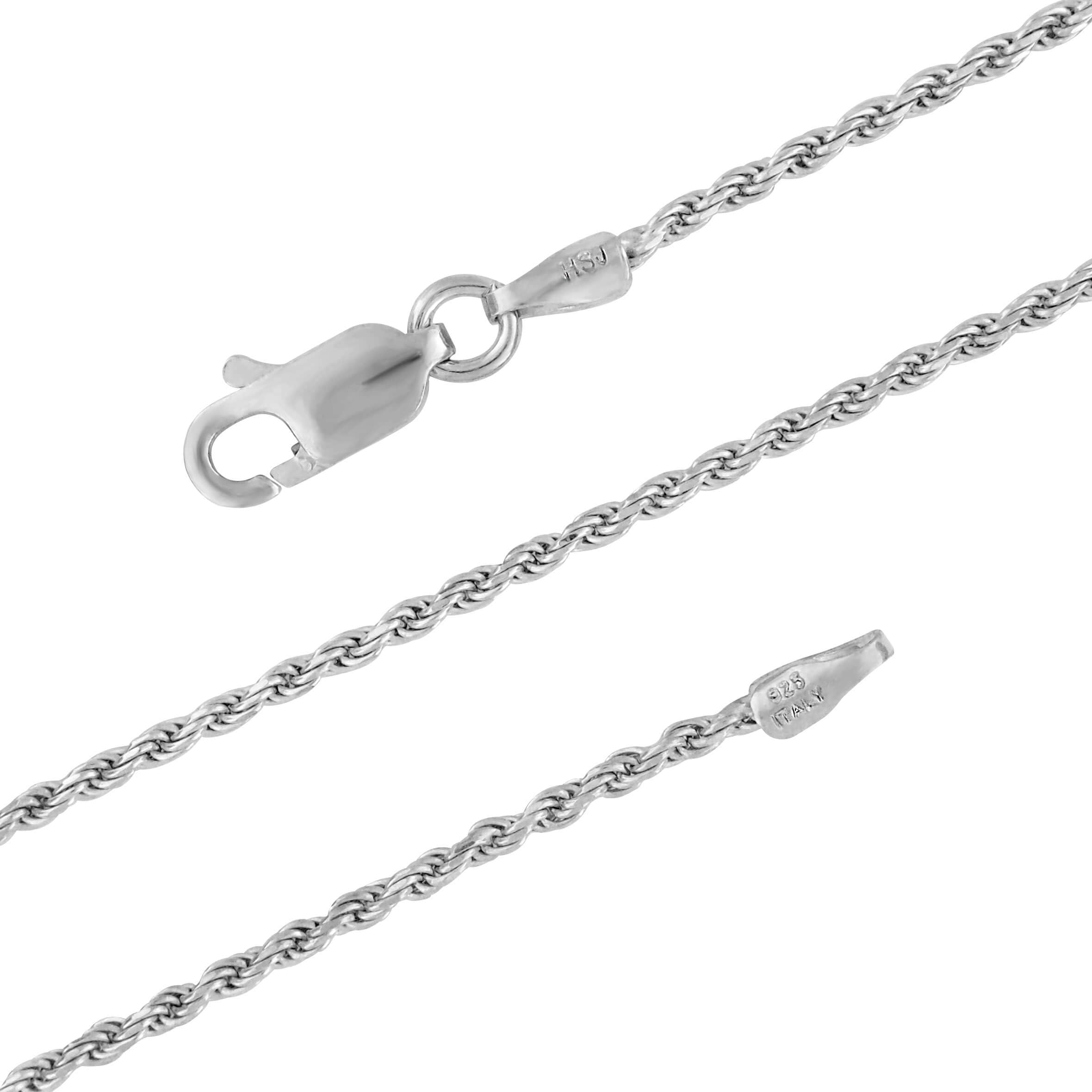 Hawaiian Silver JewelrySterling Silver 1.3mm Diamond-Cut Rope Chain Necklace Solid Italian Nickel-Free, 14-36 Inch