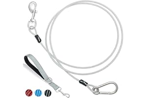 PAWNISAW Short Dog Leash - Chew Proof 5 FT Dog Tie Out Cable with Reflective Soft Padded Handle for Training Walking Running Hiking Camping - Heavy Duty Lead Strong Dog Cable for Small Medium Large Dog
