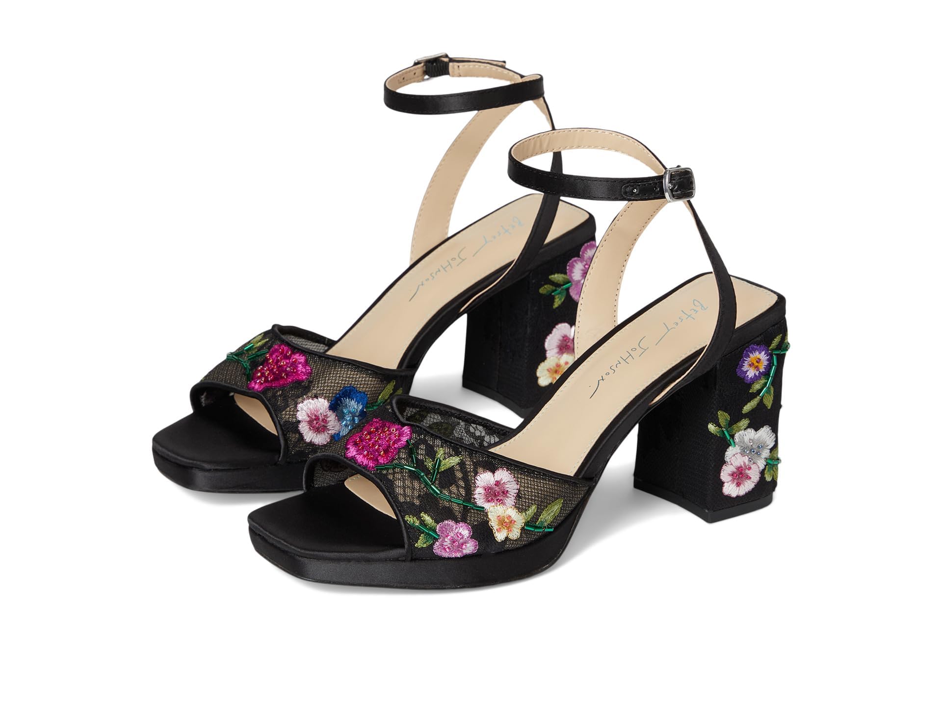 Betsey Johnson Women’s SB-Kenni Heeled Sandal, Black Multi Floral, 8.5
