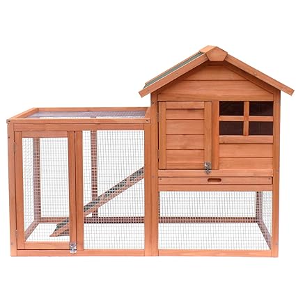 Merax Pet Rabbit Hutch Bunny Cage Wooden House Chicken Coops Orange