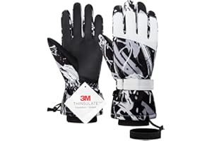 2THESTARS Pro Ski Gloves, 3M Thinsulate Insulated Double-Layer Waterproof, Touchscreen Snow Gloves for Skiing, Winter Cycling