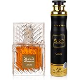 Lattafa Khamrah Eau de Parfum &amp; Khamrah Air Freshener Gift Set | 100ml (3.4 fl oz) Perfume + 300ml Air Freshener | Warm Spicy, Cinnamon, Vanilla &amp; Amber Fragrance Collection