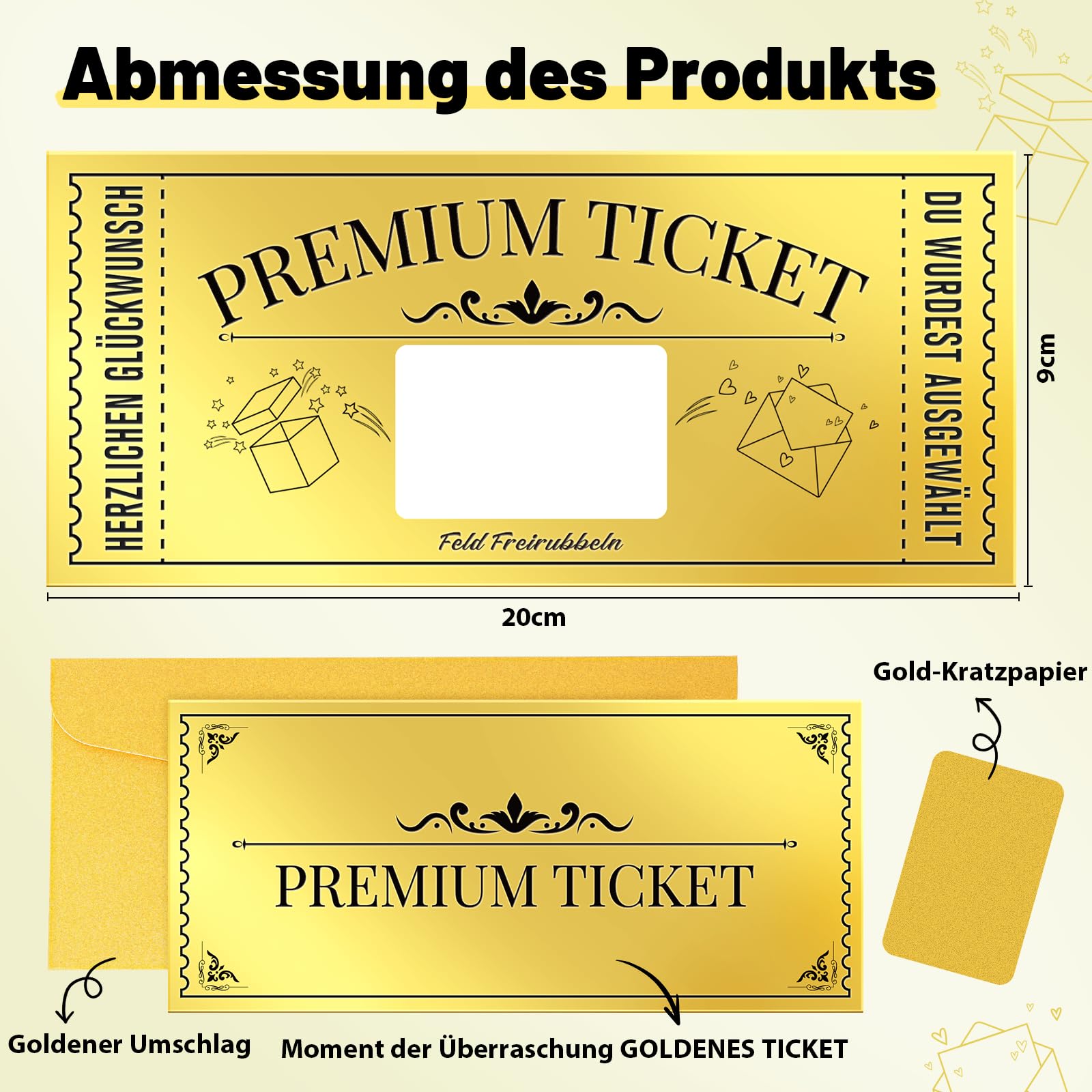 FITMITE Goldenes Ticket, Spezielle Geburtstagskarte mit Rubbelaufkleber, Geschenke für Frauen, Geschenk Idee für Freundin, Mama, Kind 4