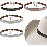 4 Pcs Cowboy Rhinestones 19.4In Hats Bands, Fits Cowboy Panama Hats 19.7 to 23.7In Adjustable