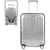 Arnzion Transparent PVC Luggage Cover, Suitable for 20/22/24/26/28/30 Inch Luggage, Special Protective Cover for Wheeled Suitcases, Transparent Heavy-Duty Waterproof Style (22 Inch)