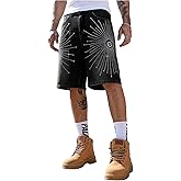 SHENHE Men's Baggy Jean Shorts Y2k Rhinestone Vintage Jorts Hip Hop Denim Shorts Streetwear