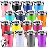 Potchen 16 Pack 12 oz Stainless Steel Insulated Tumbler Bulk with Lids Small Tumblers Vacuum Double Wall Coffee Cups Powder Coated Travel Mug Ideal for Hot and Cold Drinks Home Office Car, 16 Colors