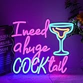 Alkkign Cocktail Neon Sign for Wall Decor Bar Neon Light I Need a Huge Cocktail LED Neon Signs Colorful Led Neon Lights for Bar Kitchen Restaurant Decoration