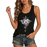 MILAKOO Punk Goth Graphic Tank Top Summer Cotton Sleeveless Crewneck Tees Distressed Vest Casual Tops