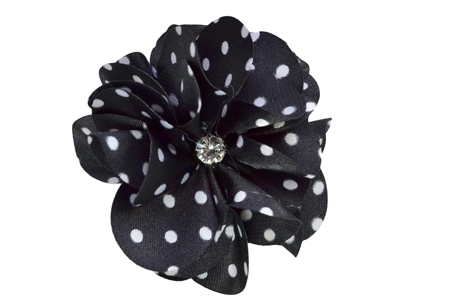 Buy Black With White Dot Ruby Satin Flower Hair Clip By Funny