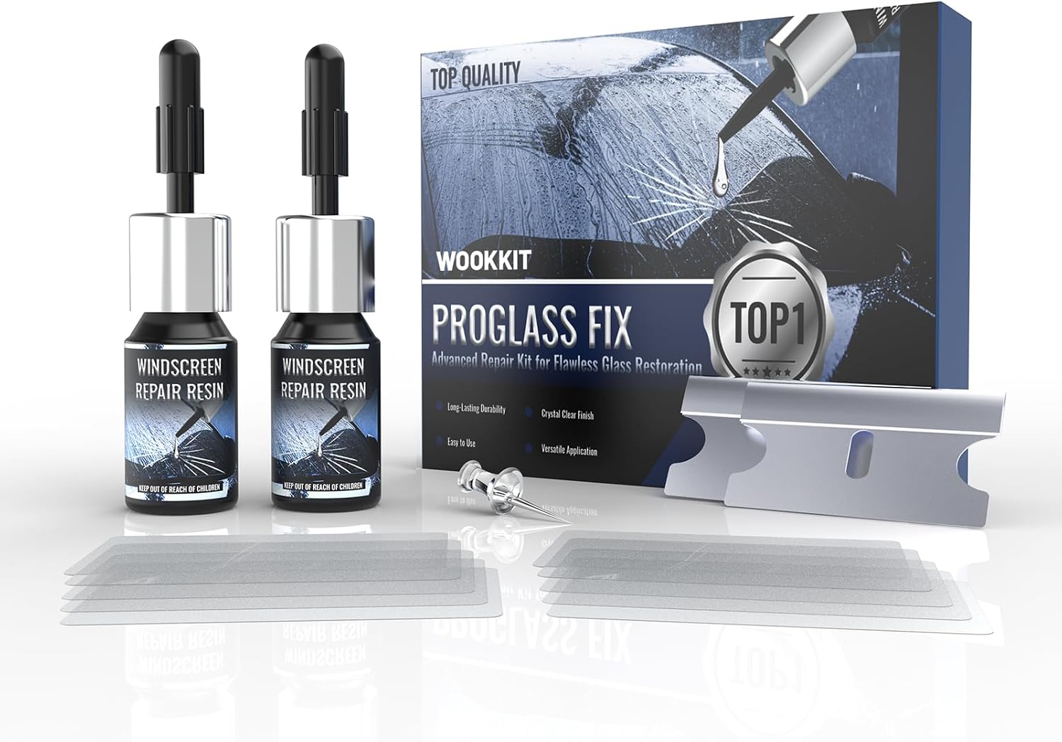 Windshield Chip Repair Kit, 2026 Upgrade Resin Windshield Crack Repair Kit, 2 Bottles DIY Quick Car Glass Repair Liquid Kit for Chips & Cracks, Long-Lasting Adhesive Solution