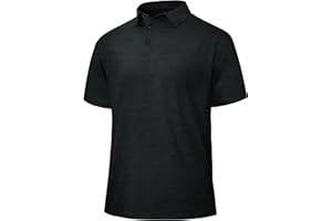 BOOJO Polo Shirts for Men - Quick Dry Moisture Wicking Black Short Sleeve Performance Golf T Shirts for Casual Work Athletic