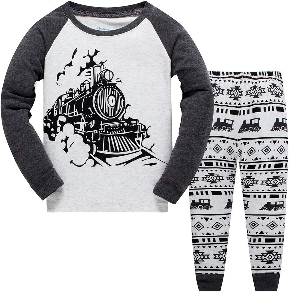 Little Boys Pajamas for Toddler Clothes Set Trian Truck Sleepwear Long Sleeve 100% Cotton 2 Piece Kids Pjs Size 1-10 Years