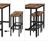 VASAGLE Dining Table Set Bar Table with 2 Bar Stools Rustic Brown LBT15X view 7