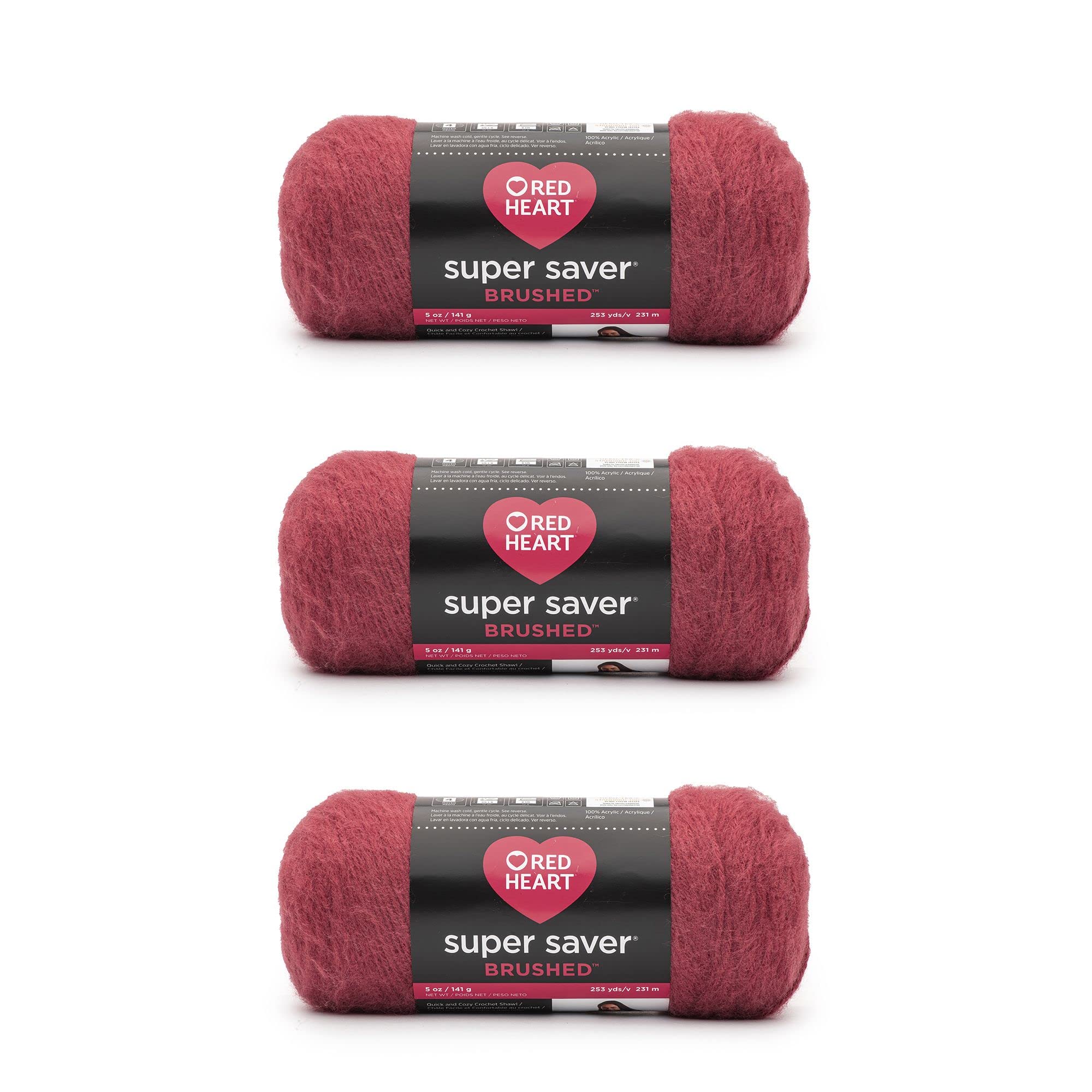 Red Heart Super Saver Brushed Pack of 3 - Soft Brick