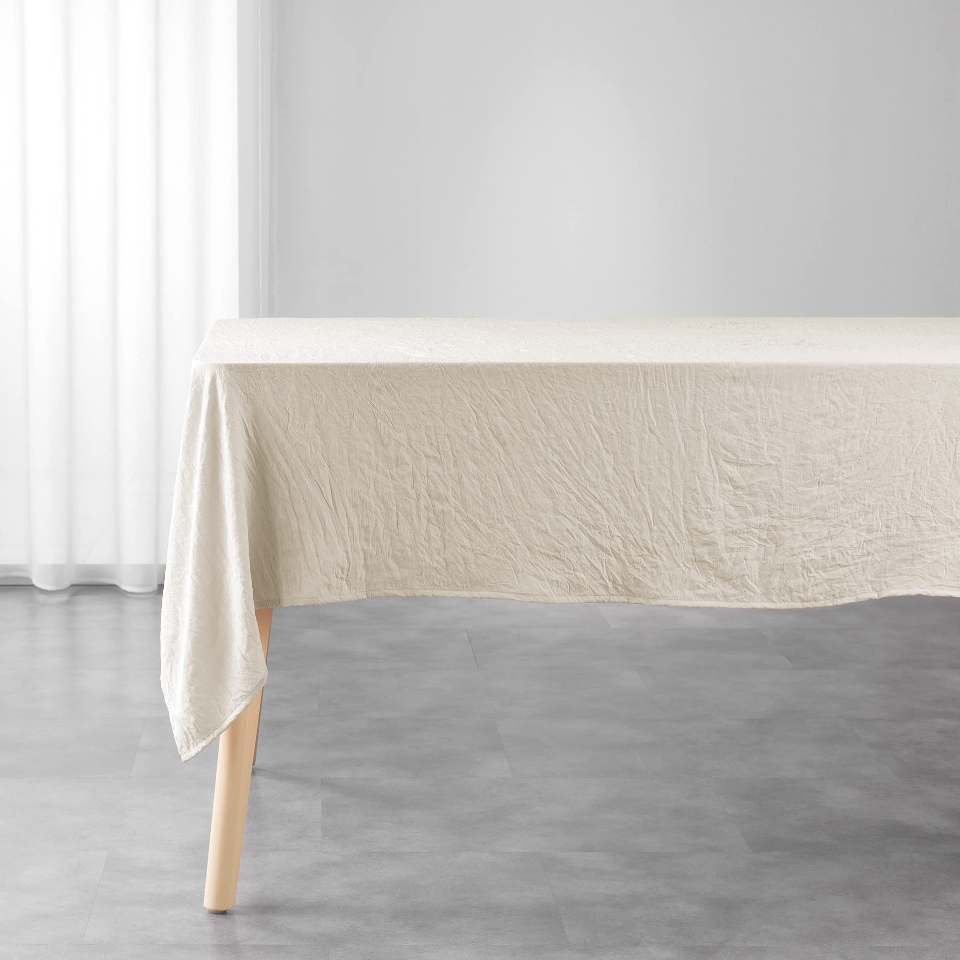 Douceur d'Intérieur Suzy Natural Rectangular Tablecloth 140 x 240 cm Microfibre Washed