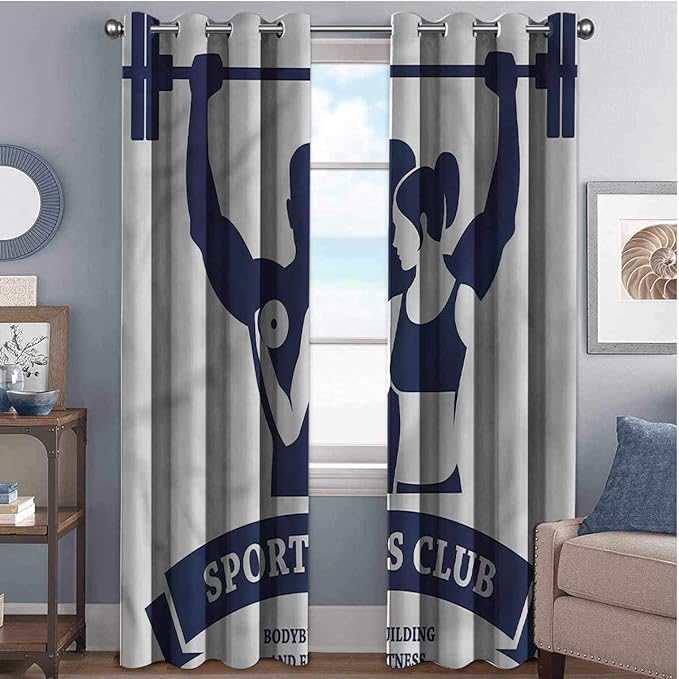 Fitness Blackout curtains with grommets darken Bodybuilders Couple 2