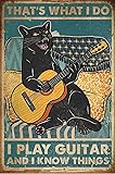 Cat Guitar Rock Retro Style Poster,I Play Guitar