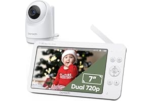 bonoch MegaView Baby Monitor with Camera and Audio, 7" 720P HD Video Baby Monitor No WiFi, 6000mAh Battery, VOX Mode, Auto Night Vision, Hack Proof, Remote PTZ, Baby Camera Monitor