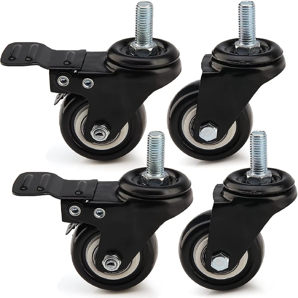 Holdfiturn 4Pcs Heavy Duty Castor Wheels 50mm Swivel with Brakes