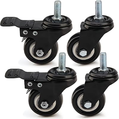 Holdfiturn 4Pcs Heavy Duty Castor Wheels 50mm Swivel with Brakes
