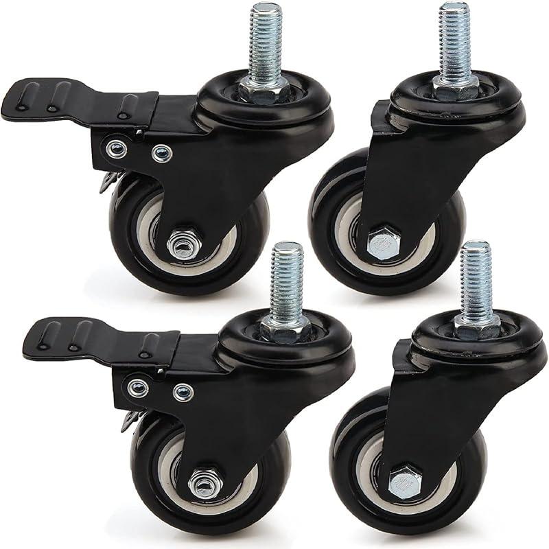 Holdfiturn 4Pcs Heavy Duty Castor Wheels 50mm Swivel with Brakes