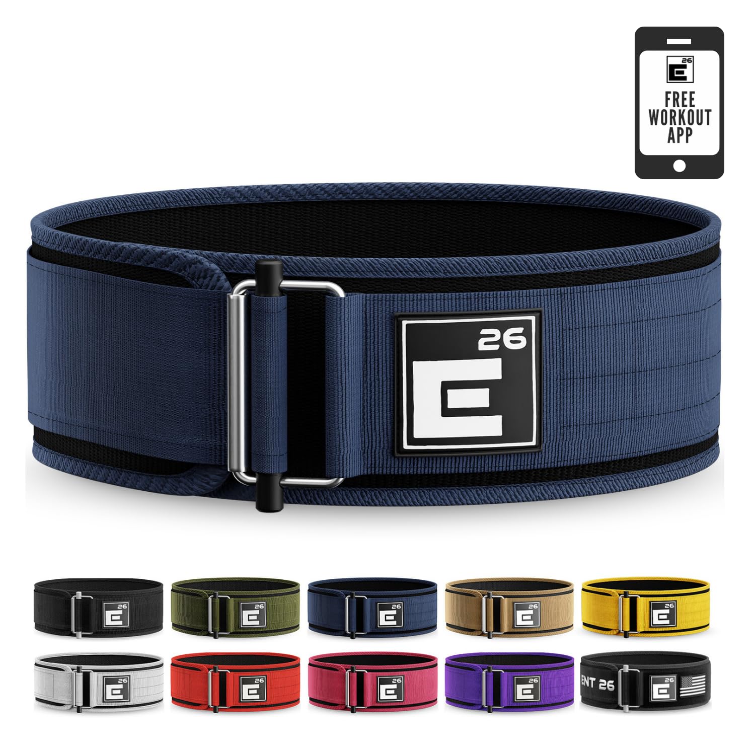 Self-Locking Weight Lifting Belt - Premium Weightlifting Belt for Serious Functional Fitness, Weight Lifting, and Olympic Lifting Athletes - Lifting Support for Men and Women (X-Large, Midnight Blue)